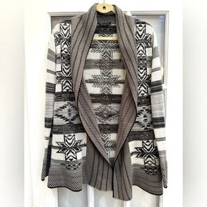 Vintage BCBGMAXAZRIA Y2K Southwestern Aztec Tribal Open Cardigan Sweater Size XL